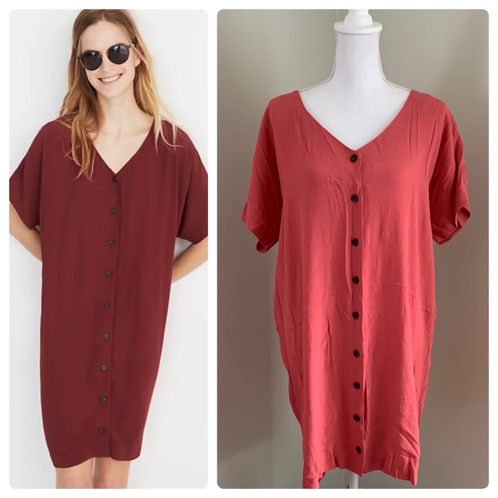 MADEWELL Button-Front Easy Dress in New Copper